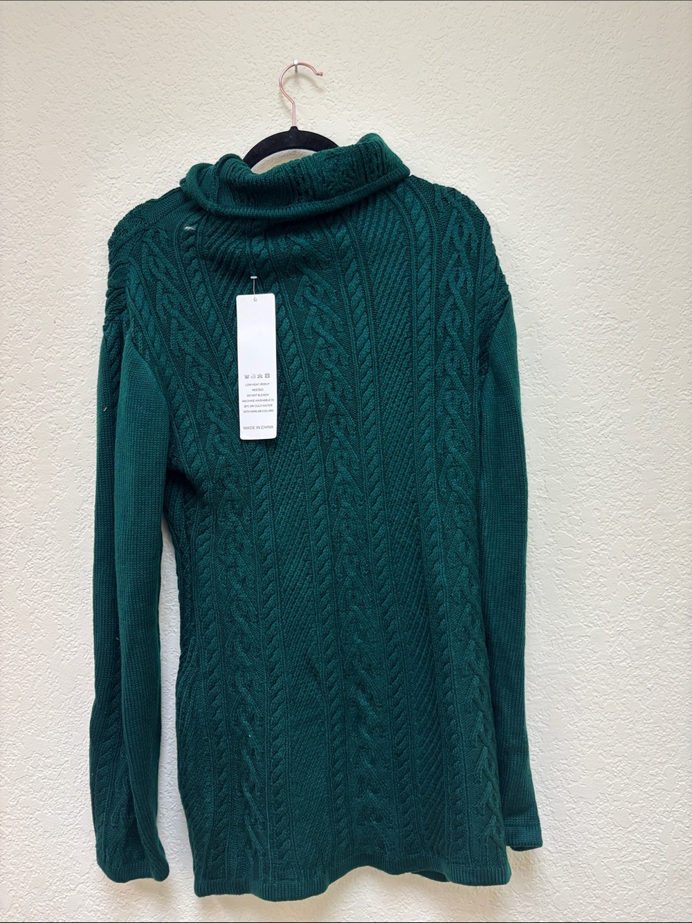 Forest Green Cable Knit Cowl Neck Sweater
